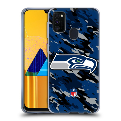 NFL Seattle Seahawks Logo Camou Soft Gel Case for Samsung Galaxy M30s (2019)/M21 (2020)
