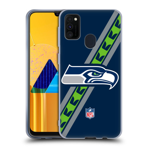 NFL Seattle Seahawks Logo Stripes Soft Gel Case for Samsung Galaxy M30s (2019)/M21 (2020)