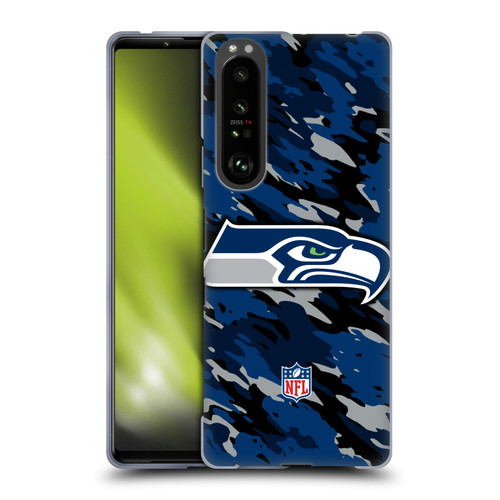 NFL Seattle Seahawks Logo Camou Soft Gel Case for Sony Xperia 1 III