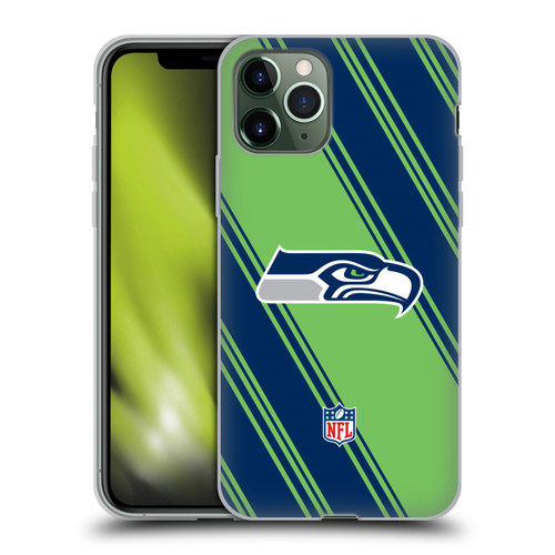 NFL Seattle Seahawks Artwork Stripes Soft Gel Case for Apple iPhone 11 Pro