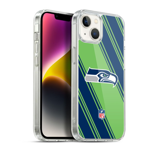 NFL Seattle Seahawks Artwork Stripes Soft Gel Case for Apple iPhone 14 Plus