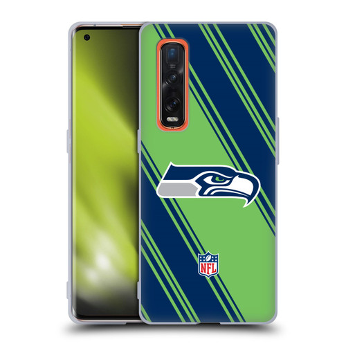 NFL Seattle Seahawks Artwork Stripes Soft Gel Case for OPPO Find X2 Pro 5G