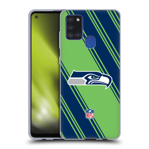 NFL Seattle Seahawks Artwork Stripes Soft Gel Case for Samsung Galaxy A21s (2020)