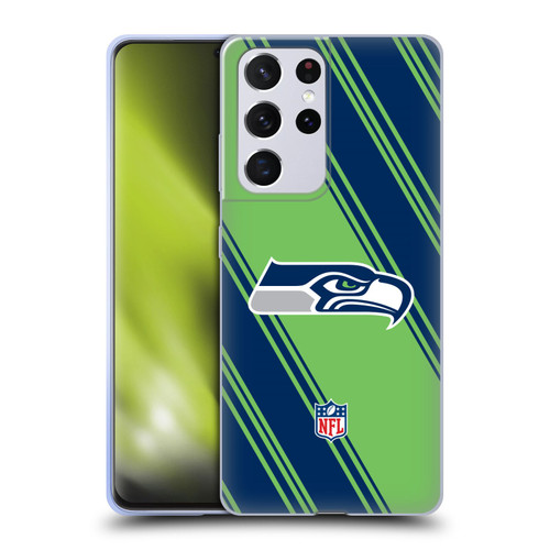 NFL Seattle Seahawks Artwork Stripes Soft Gel Case for Samsung Galaxy S21 Ultra 5G