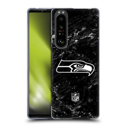 NFL Seattle Seahawks Artwork Marble Soft Gel Case for Sony Xperia 1 III