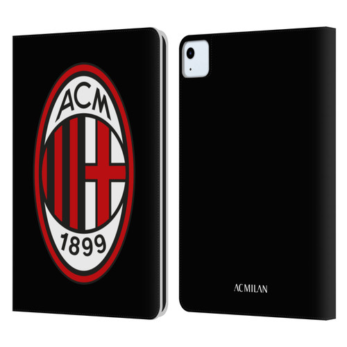 AC Milan Crest Full Colour Black Leather Book Wallet Case Cover For Apple iPad Air 11 2020/2022/2024