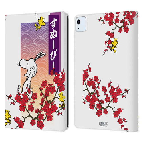 Peanuts Oriental Snoopy Cherry Blossoms 2 Leather Book Wallet Case Cover For Apple iPad Air 11 2020/2022/2024