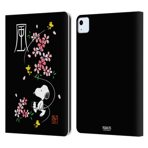 Peanuts Oriental Snoopy Cherry Blossoms Leather Book Wallet Case Cover For Apple iPad Air 11 2020/2022/2024