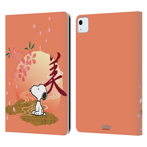 Peanuts Oriental Snoopy Sakura Leather Book Wallet Case Cover For Apple iPad Air 11 2020/2022/2024