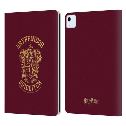 Harry Potter Deathly Hallows X Gryffindor Quidditch Leather Book Wallet Case Cover For Apple iPad Air 2020 / 2022