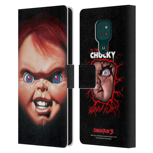 Child's Play III Key Art Doll Illustration Leather Book Wallet Case Cover For Motorola Moto G9 Play