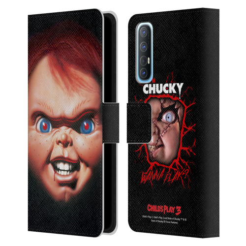 Child's Play III Key Art Doll Illustration Leather Book Wallet Case Cover For OPPO Find X2 Neo 5G