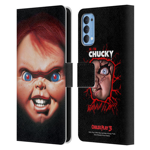 Child's Play III Key Art Doll Illustration Leather Book Wallet Case Cover For OPPO Reno 4 5G