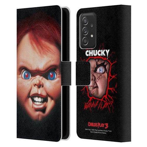 Child's Play III Key Art Doll Illustration Leather Book Wallet Case Cover For Samsung Galaxy A53 5G (2022)