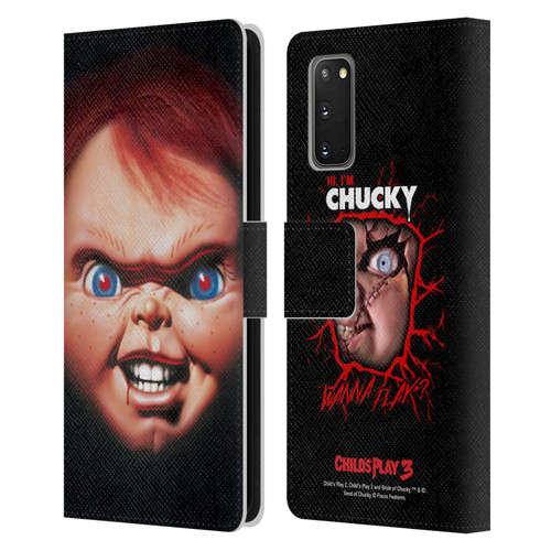 Child's Play III Key Art Doll Illustration Leather Book Wallet Case Cover For Samsung Galaxy S20 / S20 5G