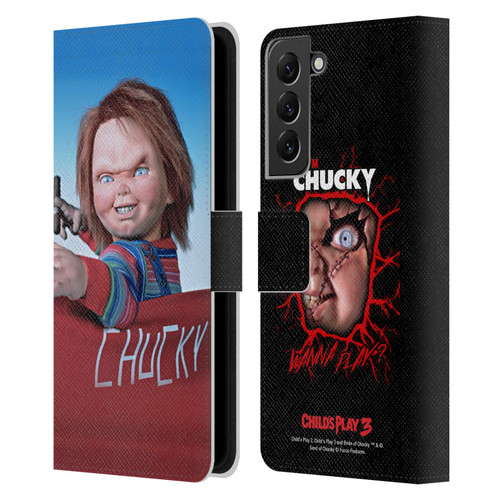 Child's Play III Key Art On Set Leather Book Wallet Case Cover For Samsung Galaxy S22+ 5G