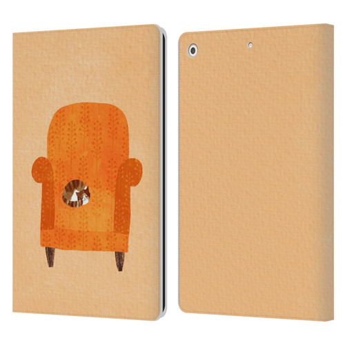 Planet Cat Arm Chair Orange Chair Cat Leather Book Wallet Case Cover For Apple iPad 10.2 2019/2020/2021