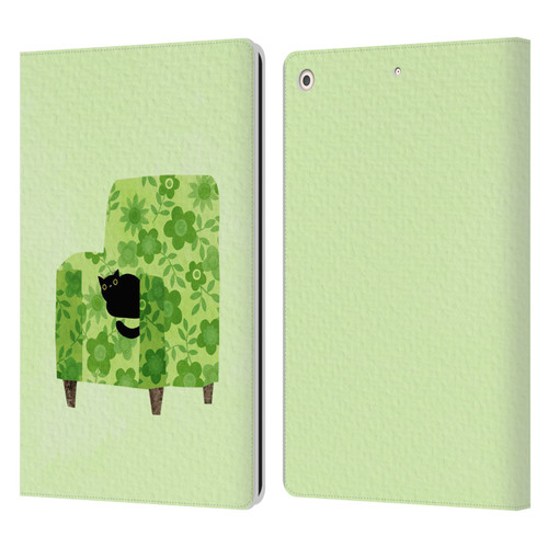 Planet Cat Arm Chair Pear Green Chair Cat Leather Book Wallet Case Cover For Apple iPad 10.2 2019/2020/2021