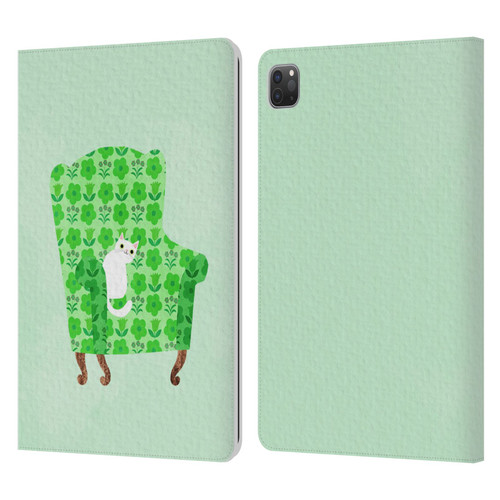 Planet Cat Arm Chair Spring Green Chair Cat Leather Book Wallet Case Cover For Apple iPad Pro 11 2020 / 2021 / 2022