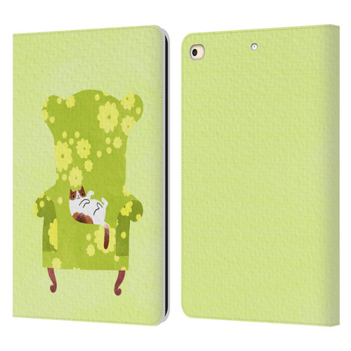 Planet Cat Arm Chair Lime Chair Cat Leather Book Wallet Case Cover For Apple iPad 9.7 2017 / iPad 9.7 2018