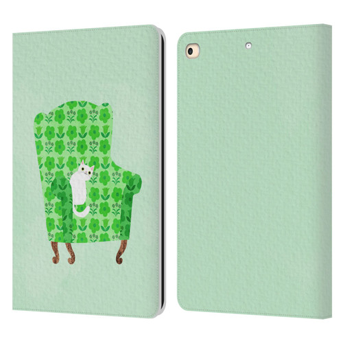 Planet Cat Arm Chair Spring Green Chair Cat Leather Book Wallet Case Cover For Apple iPad 9.7 2017 / iPad 9.7 2018