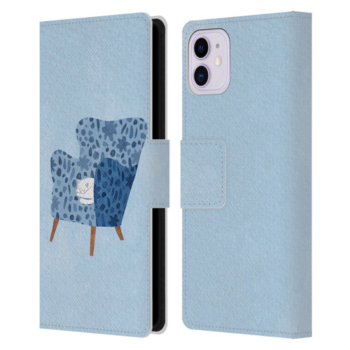 Planet Cat Arm Chair Cornflower Chair Cat Leather Book Wallet Case Cover For Apple iPhone 11