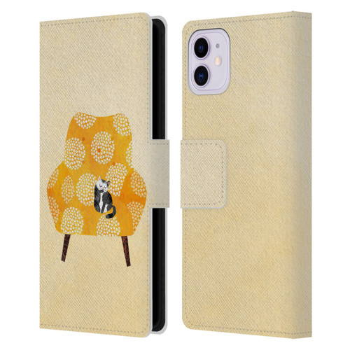 Planet Cat Arm Chair Honey Chair Cat Leather Book Wallet Case Cover For Apple iPhone 11
