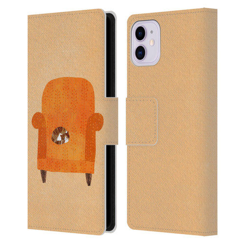 Planet Cat Arm Chair Orange Chair Cat Leather Book Wallet Case Cover For Apple iPhone 11