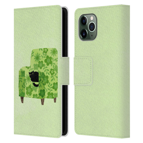 Planet Cat Arm Chair Pear Green Chair Cat Leather Book Wallet Case Cover For Apple iPhone 11 Pro