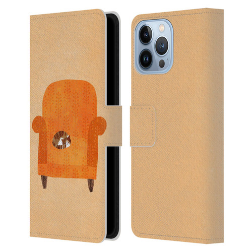 Planet Cat Arm Chair Orange Chair Cat Leather Book Wallet Case Cover For Apple iPhone 13 Pro Max