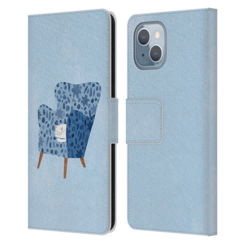 Planet Cat Arm Chair Cornflower Chair Cat Leather Book Wallet Case Cover For Apple iPhone 14