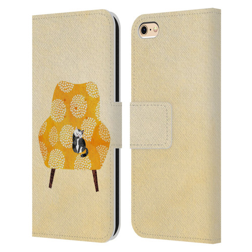 Planet Cat Arm Chair Honey Chair Cat Leather Book Wallet Case Cover For Apple iPhone 6 / iPhone 6s