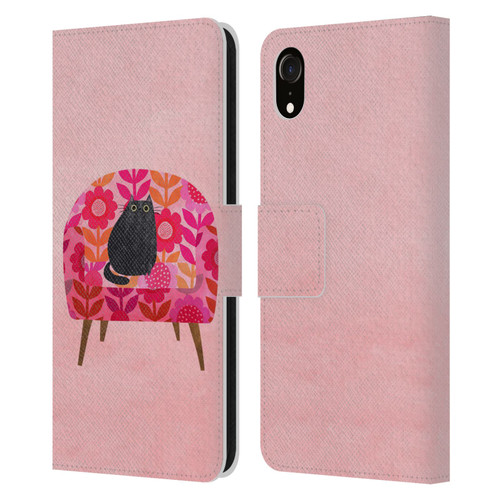 Planet Cat Arm Chair Red Chair Cat Leather Book Wallet Case Cover For Apple iPhone XR