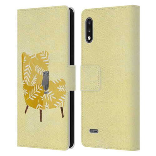 Planet Cat Arm Chair Mustard Chair Cat Leather Book Wallet Case Cover For LG K22