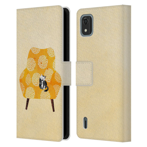 Planet Cat Arm Chair Honey Chair Cat Leather Book Wallet Case Cover For Nokia C2 2nd Edition