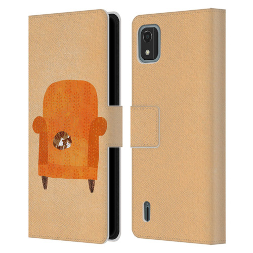Planet Cat Arm Chair Orange Chair Cat Leather Book Wallet Case Cover For Nokia C2 2nd Edition