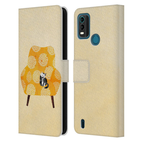 Planet Cat Arm Chair Honey Chair Cat Leather Book Wallet Case Cover For Nokia G11 Plus