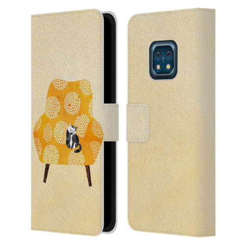 Planet Cat Arm Chair Honey Chair Cat Leather Book Wallet Case Cover For Nokia XR20