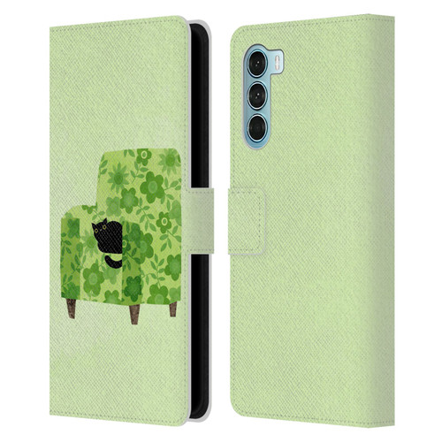Planet Cat Arm Chair Pear Green Chair Cat Leather Book Wallet Case Cover For Motorola Edge S30 / Moto G200 5G