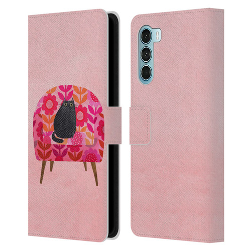 Planet Cat Arm Chair Red Chair Cat Leather Book Wallet Case Cover For Motorola Edge S30 / Moto G200 5G