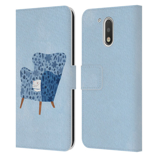 Planet Cat Arm Chair Cornflower Chair Cat Leather Book Wallet Case Cover For Motorola Moto G41