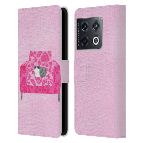 Planet Cat Arm Chair Rose Chair Cat Leather Book Wallet Case Cover For OnePlus 10 Pro