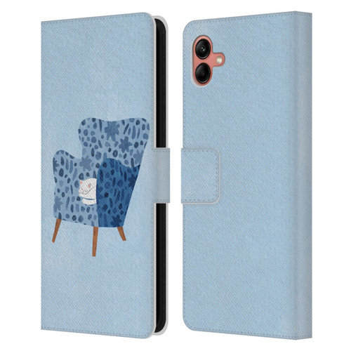 Planet Cat Arm Chair Cornflower Chair Cat Leather Book Wallet Case Cover For Samsung Galaxy A04 (2022)