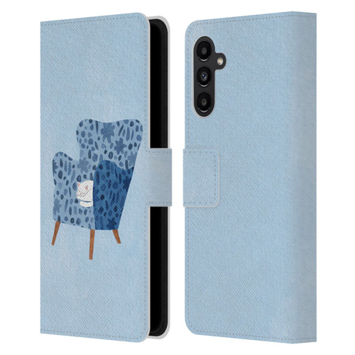 Planet Cat Arm Chair Cornflower Chair Cat Leather Book Wallet Case Cover For Samsung Galaxy A13 5G (2021)