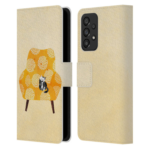 Planet Cat Arm Chair Honey Chair Cat Leather Book Wallet Case Cover For Samsung Galaxy A33 5G (2022)