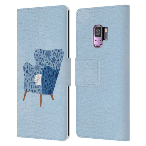Planet Cat Arm Chair Cornflower Chair Cat Leather Book Wallet Case Cover For Samsung Galaxy S9