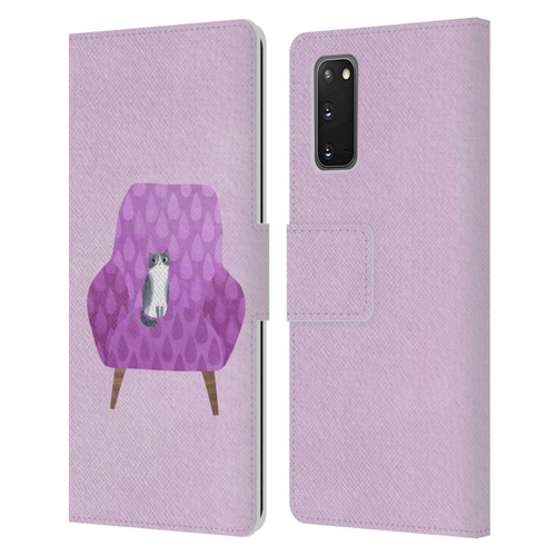 Planet Cat Arm Chair Lilac Chair Cat Leather Book Wallet Case Cover For Samsung Galaxy S20 / S20 5G