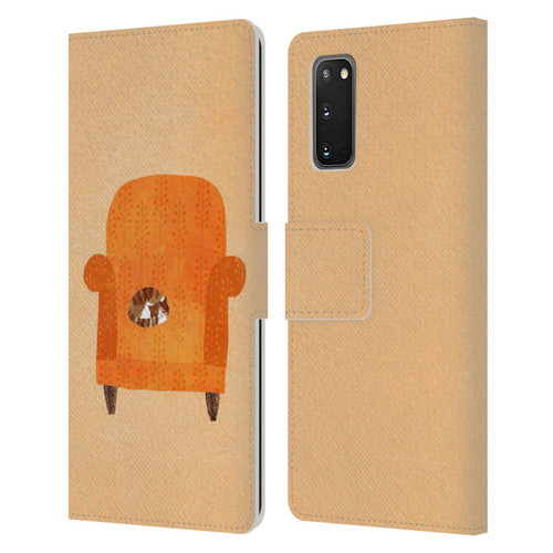 Planet Cat Arm Chair Orange Chair Cat Leather Book Wallet Case Cover For Samsung Galaxy S20 / S20 5G