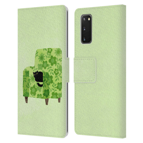 Planet Cat Arm Chair Pear Green Chair Cat Leather Book Wallet Case Cover For Samsung Galaxy S20 / S20 5G