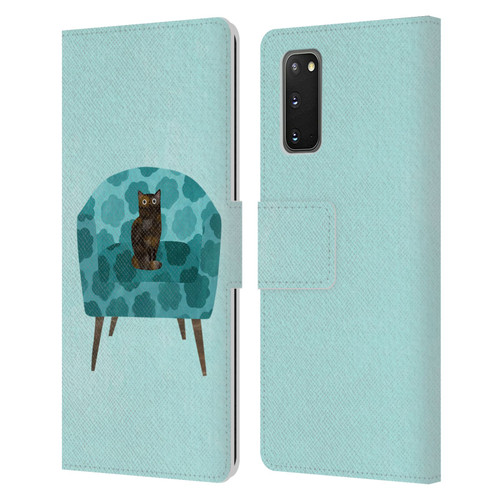 Planet Cat Arm Chair Teal Chair Cat Leather Book Wallet Case Cover For Samsung Galaxy S20 / S20 5G